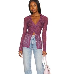 Free People Flower Fields shirtee in size Medium boysenberry